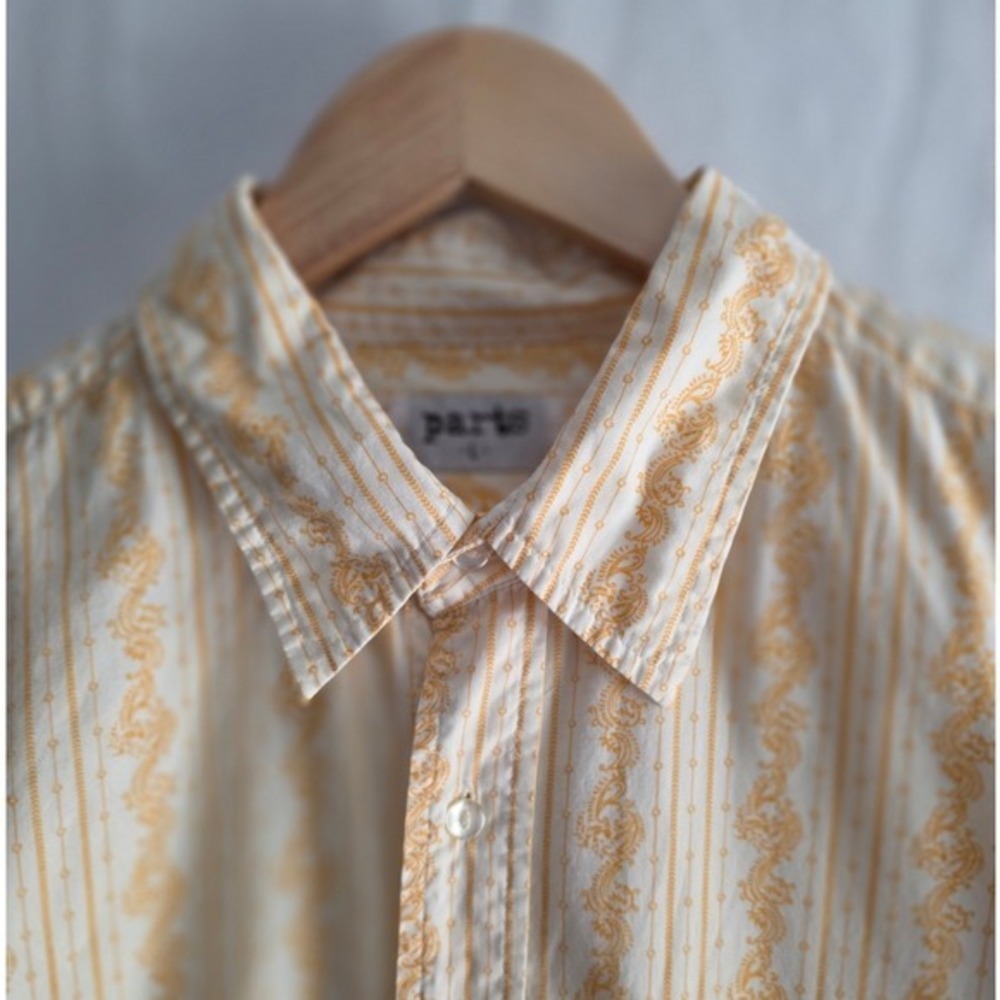 Retro Men's Pale-Yellow Southwestern Button-Down Shirt Large Rodeo Bohemian